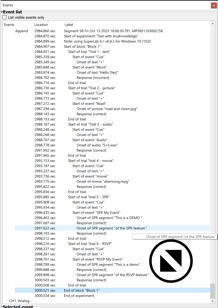 Screenshot of event markers sent to Biopac AcqKnowledge from SuperLab.